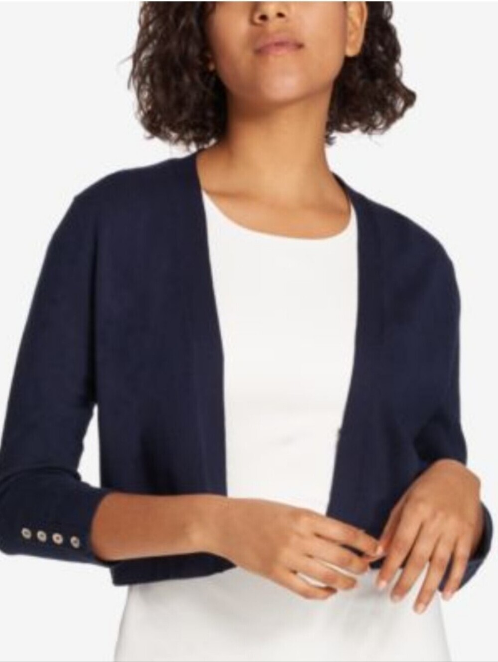 Tommy Hilfiger Women's Button Sleeve Cardigan Women’s Navy Blue Viscose S
